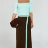 Fraya Maxi Skirt (Brown/ Mint)