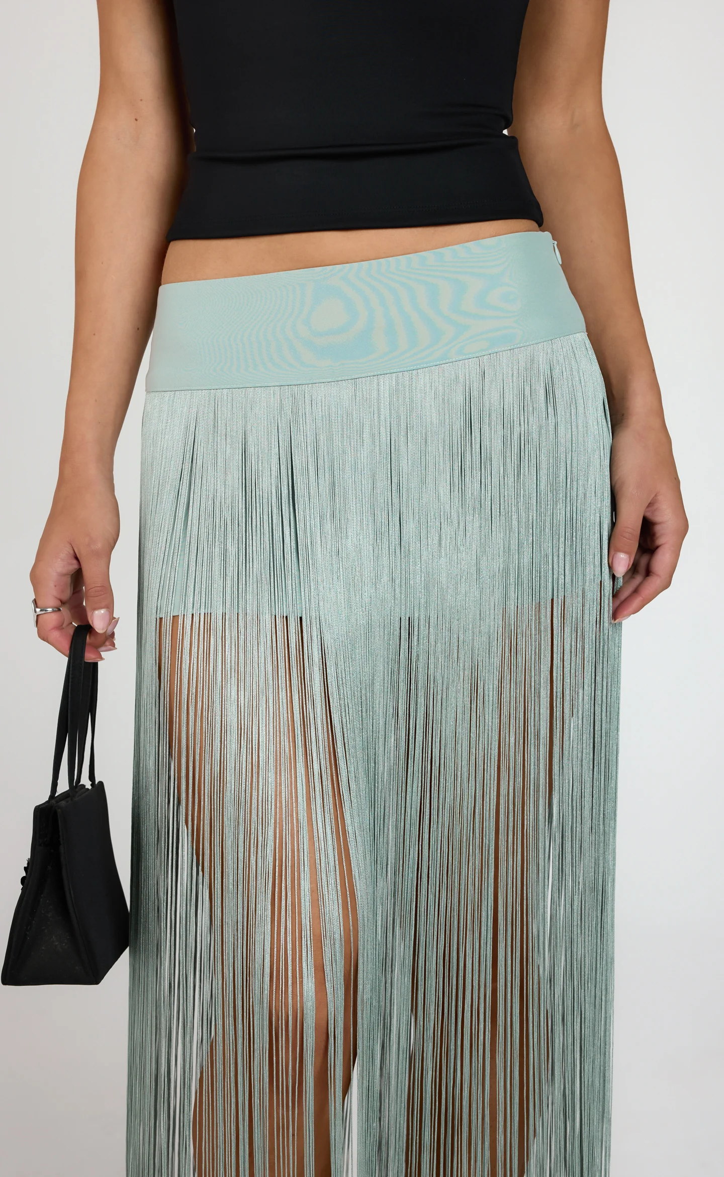 Odine Fringe Skirt (Dark Mint)