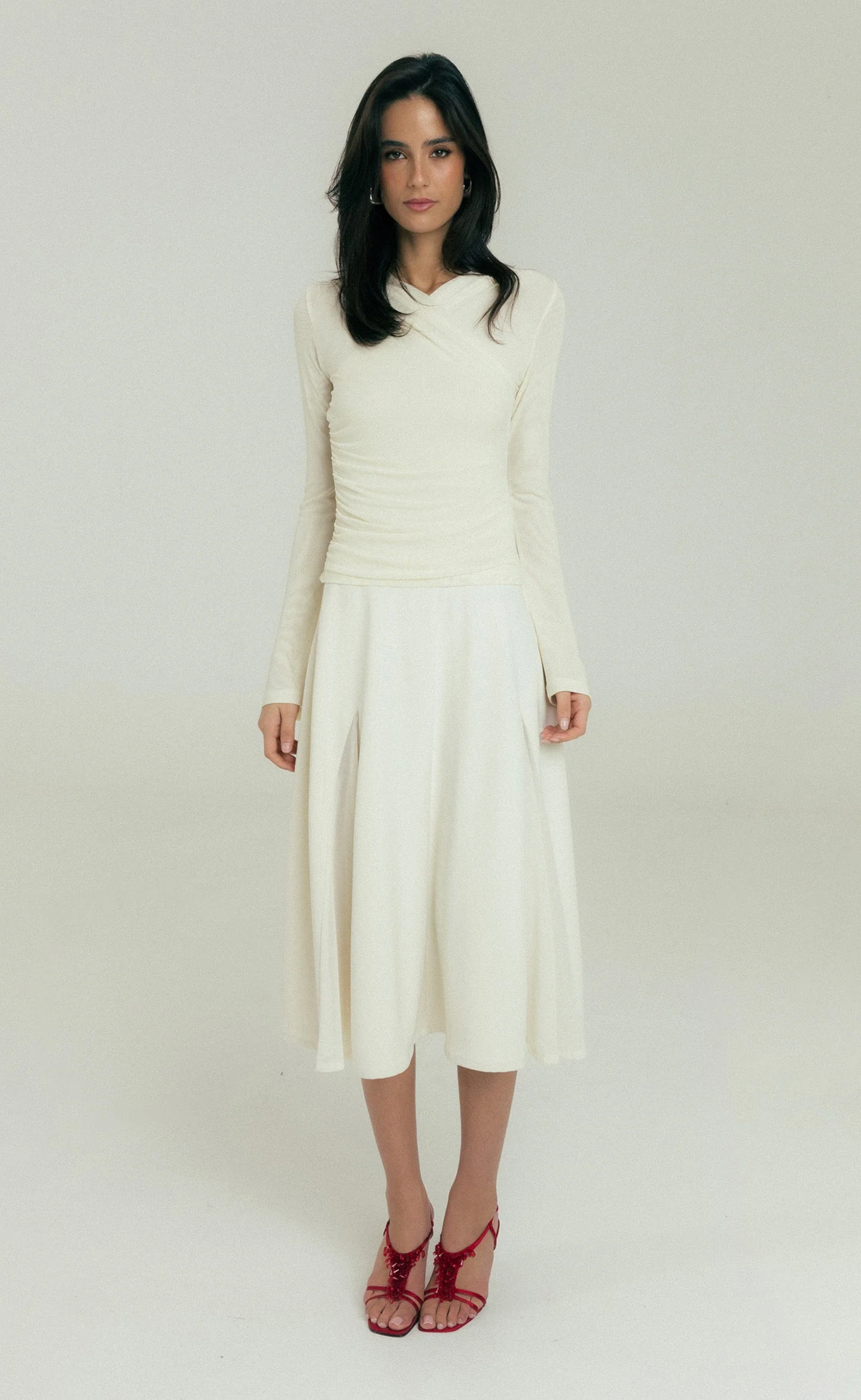 Eveline Midi Skirt (Oat)
