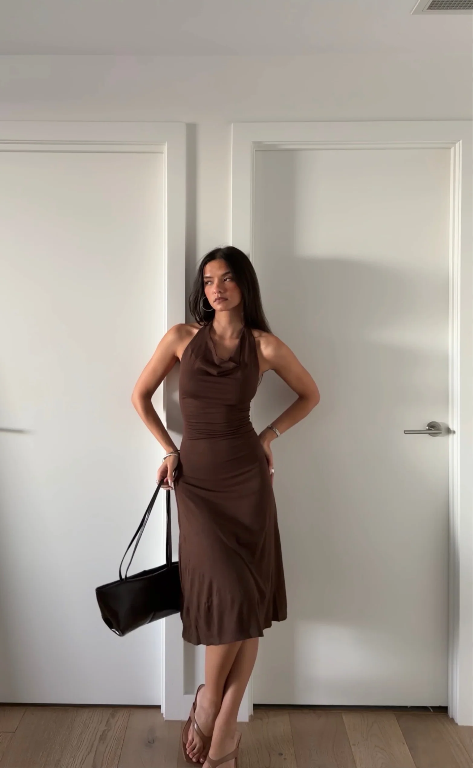 Sela Midi Dress (Chocolate)