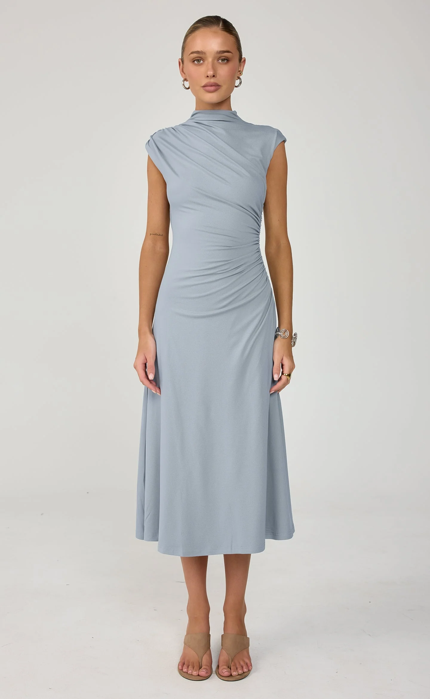 Stolen Midi Dress (Muted Blue)