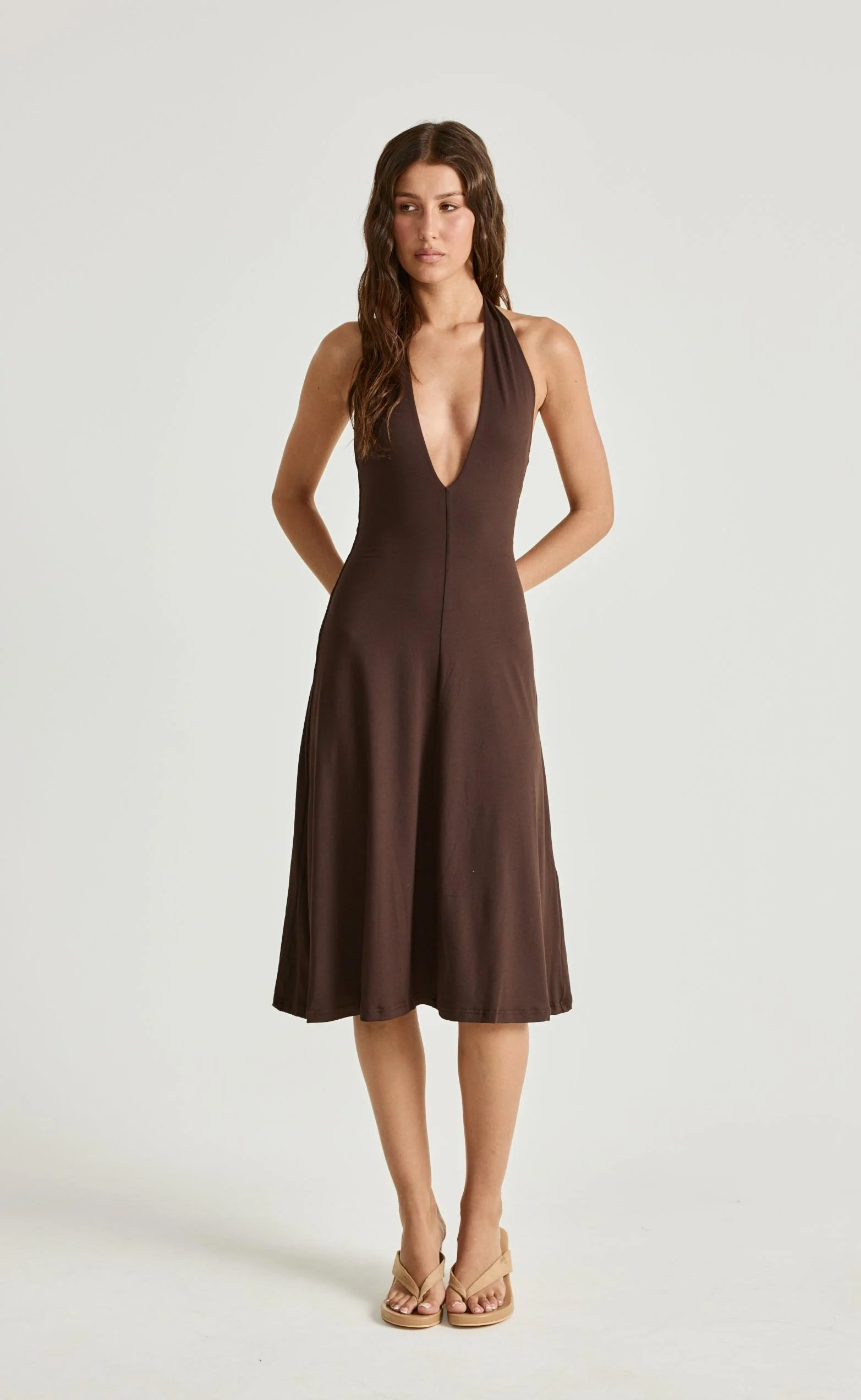 Sable Midi Dress (Chocolate)