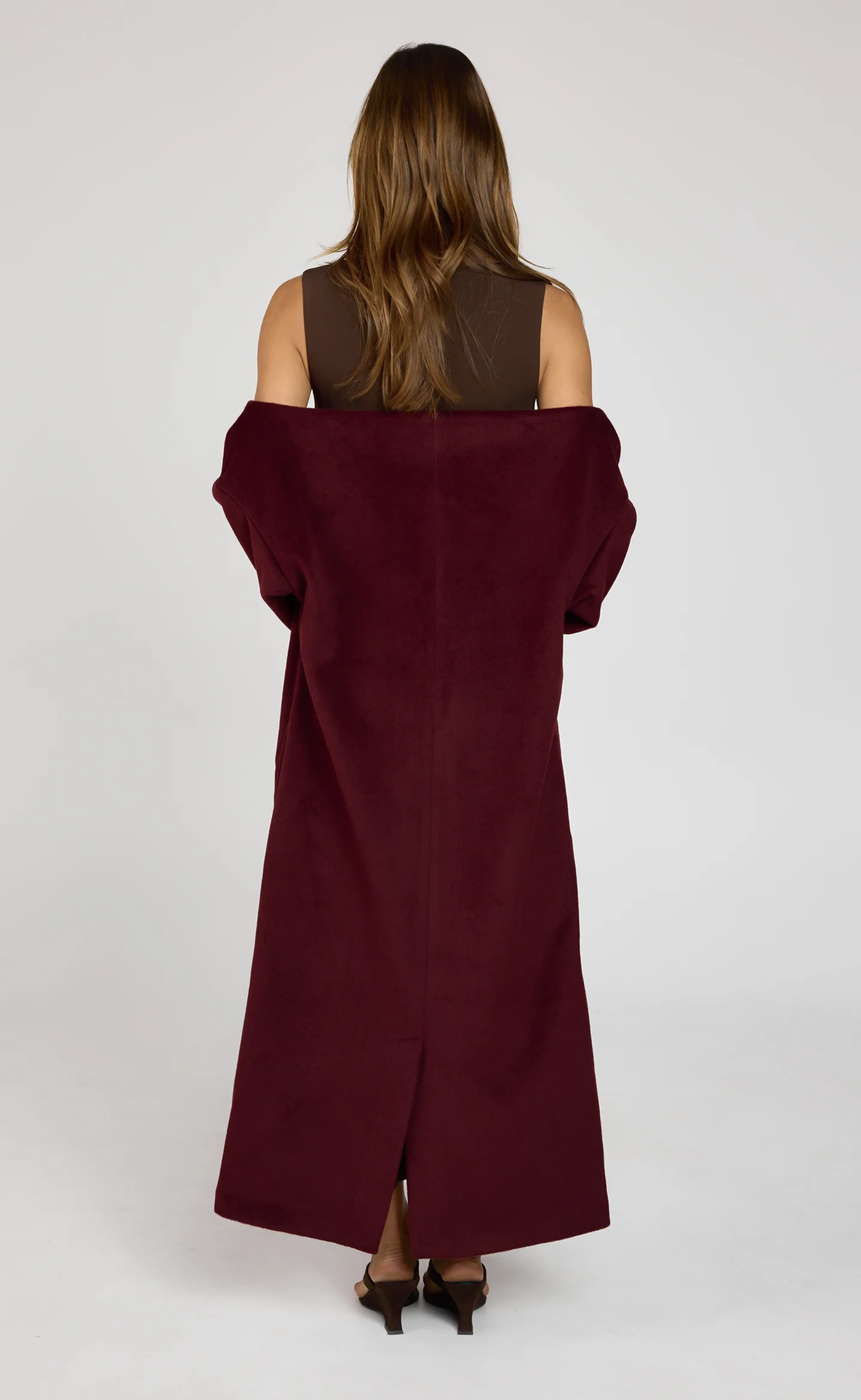 Ayer Off Shoulder Coat (Wine)