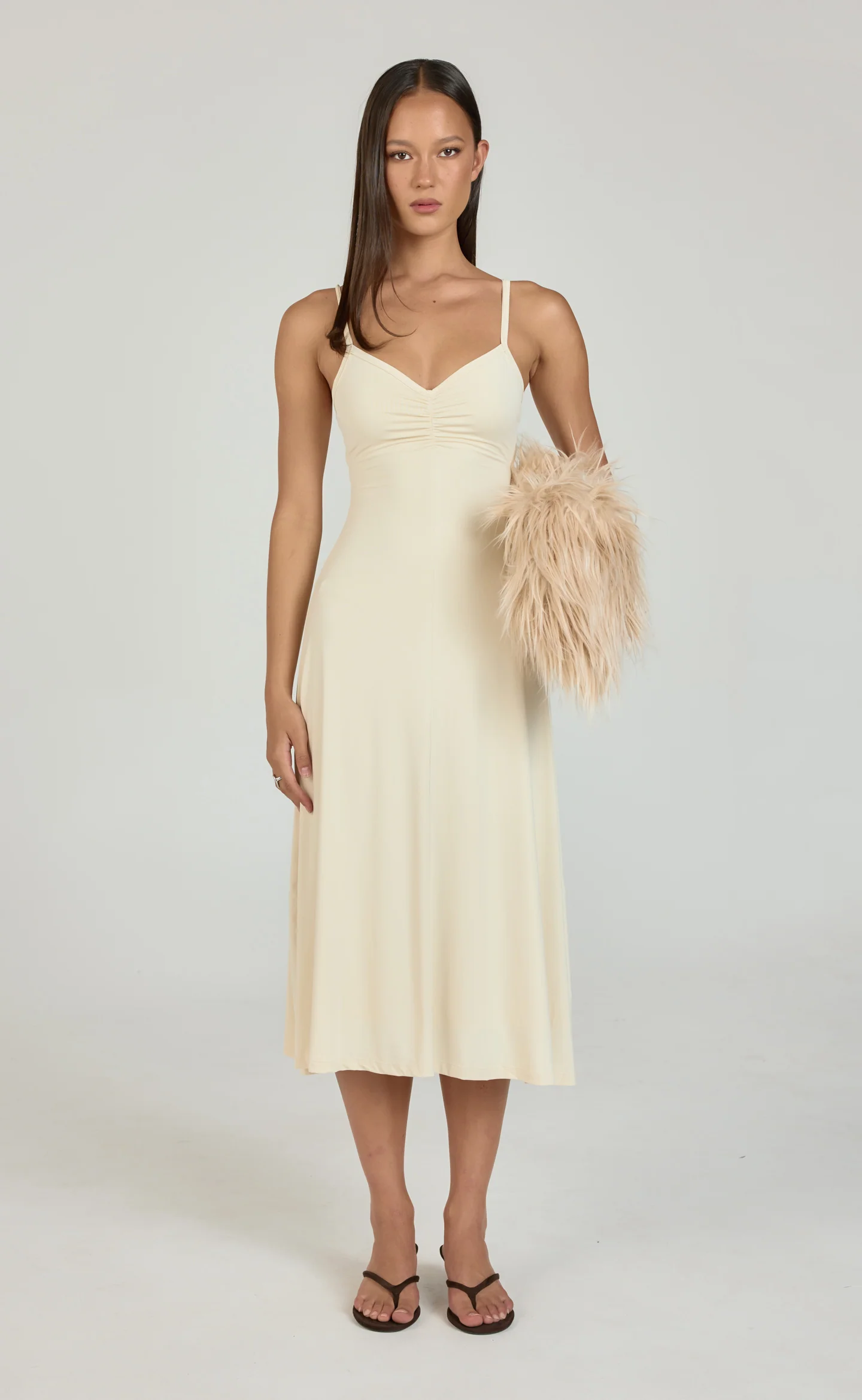 Poppy Midi Dress (Oat)